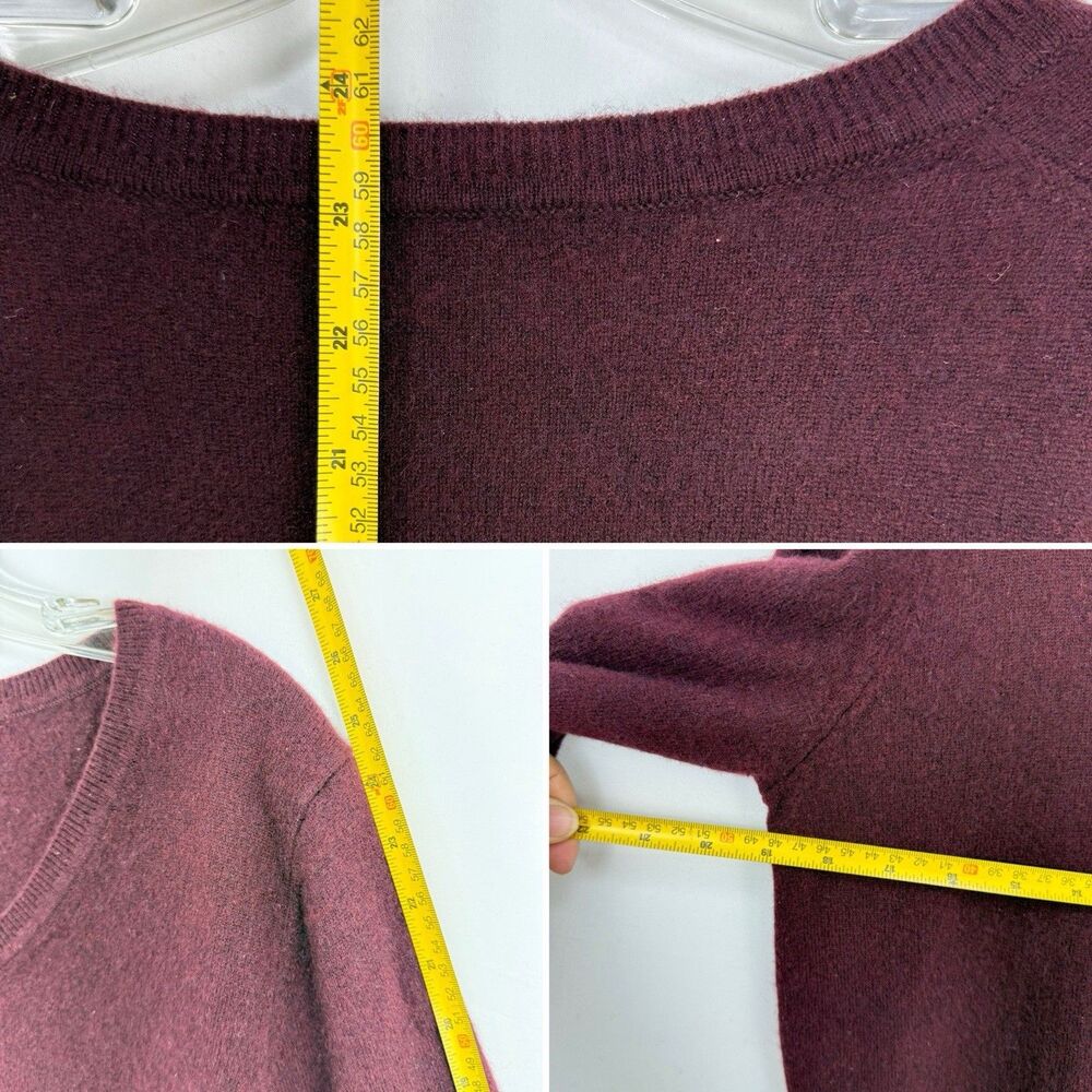 Quince Women Mongolian Cashmere V-Neck Sweater Rich Burgundy Sleeved Top Size L - Picture 11 of 16
